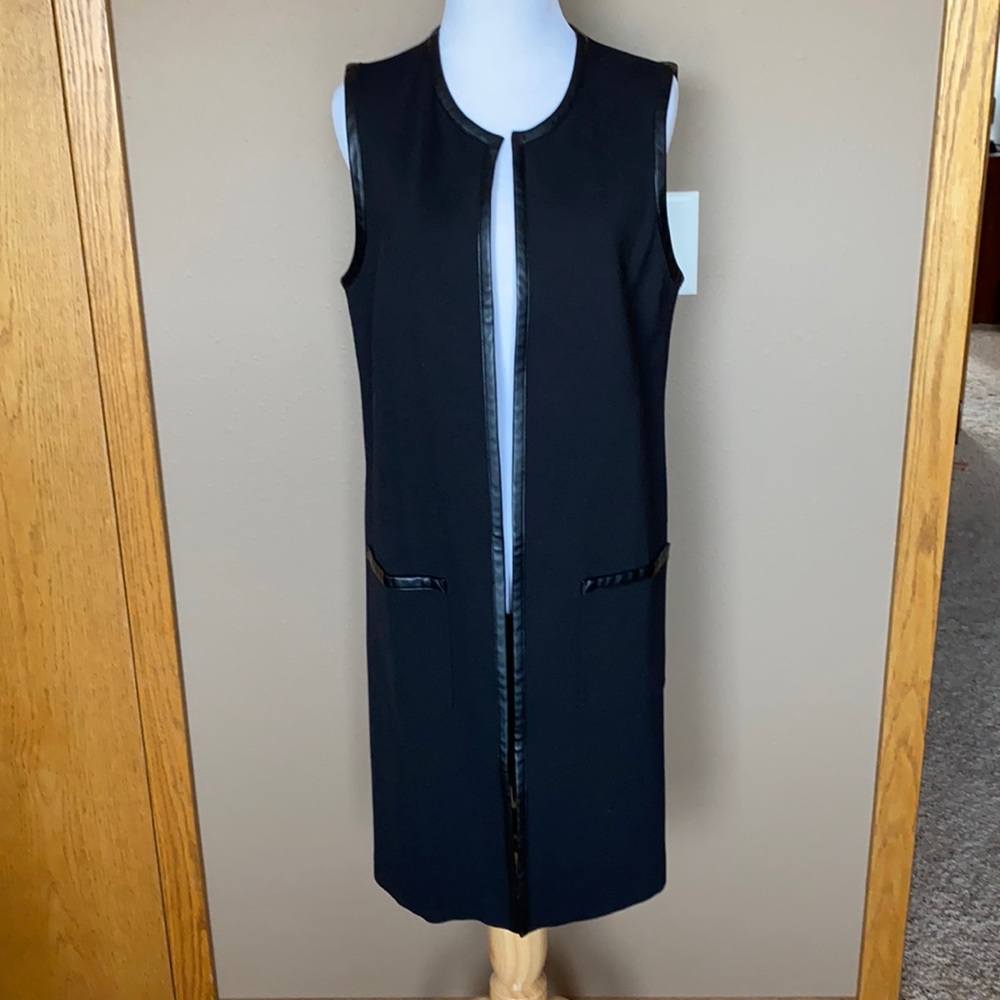 WHBM open black long vest